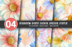 Rainbow Daisy Floral Digital Paper Product Image 1
