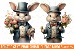 Romantic Gentleman Animal clipart, Watercolor Clipart Product Image 1