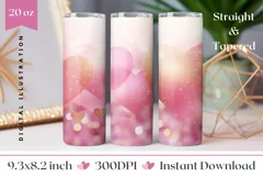 Pink Glitter Hearts Tumbler Design, Valentine's Day Tumbler Product Image 1