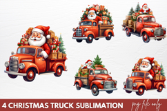 Christmas Truck Sublimation Clipart PNG Product Image 1