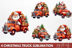 Christmas Truck Sublimation Clipart PNG Product Image 1