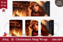 Christmas Girl Mug Wrap Design, Christmas Coffee Cup Design Product Image 1