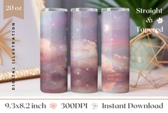 Moon Tumbler Design, Glitter Sky Tumbler, Rainbow PNG Product Image 1