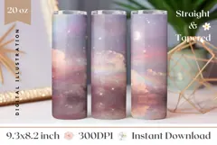 Moon Tumbler Design, Glitter Sky Tumbler, Rainbow PNG Product Image 1