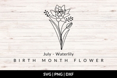 July Birth Flower Bouquet SVG - Water Lily Product Image 1