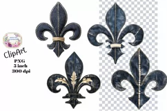 Fleur de lis, Denim, Ephemera, Shabby Chic , PNG, Clipart Product Image 1