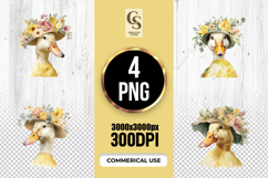 Floral Duck Hat Watercolor Clipart Sublimation PNG Product Image 1