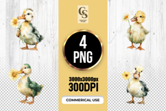 Cute Duckling Watercolor Clipart Sublimation PNG Product Image 2