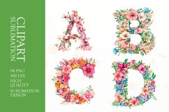 Floral letter clipart sublimation Product Image 1