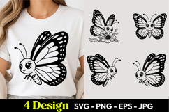 Cute Butterfly Cartoon SVG PNG Product Image 1