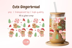 Cute Gingerbread Christmas Can Glass Wrap PNG Libbey glass Product Image 1