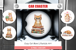 Cat Mom Lifestyle Art Car Coaster Product Image 1
