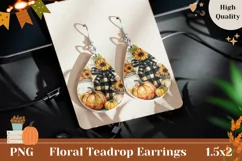 Farm Pumpkins Earrings Design, Sunflowers Earrings, Fall PNG Product Image 1