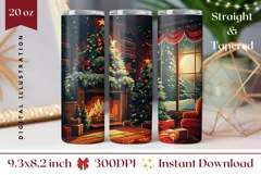 Christmas Tree Tumbler Wrap, Winter Tumbler Sublimation Product Image 1