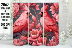 3D Cardinal Bird Tumbler Sublimation Wrap | 3D Tumbler Wrap Product Image 1