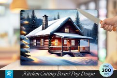 Vintage Snowy Cabin Rustic Cutting Board Sublimation Product Image 1