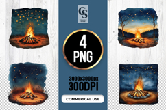 Starry Night Campfire Clipart Sublimation PNG Product Image 1