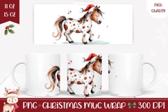 Cartoon Christmas Horse Mug Design, Winter Animals Mug Wrap Product Image 1