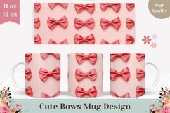 Pink Bows Mug Wrap Design, 3D Bow Mug Sublimation Product Image 1