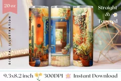 Tropical Tumbler Wrap Design, Summer Tumbler Sublimation Product Image 1