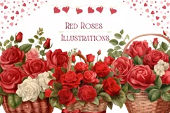 Red Rose Clipart, Valentine's Day Clipart, Red Roses PNG Product Image 1