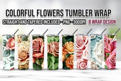 Colorful Flowers Tumbler Wrap Bundle PNG Product Image 1