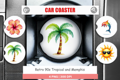 Retro 90s Tropical Memphis Car Coaster Product Image 1