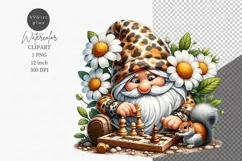 Gnome clipart, Gnome and daisies clipart, Daisies Product Image 1