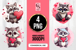 Cute Raccoon Heart Clipart Sublimation PNG Product Image 1