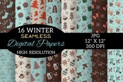 Winter Digital Paper, Boho Vintage Winter Digital Papers Product Image 1