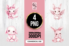Kawaii Pink Bunny Clipart Sublimation PNG Product Image 1