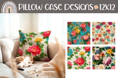 Vintage Flowers Pillow Case, Floral Pillow Sublimation PNG Product Image 1