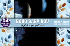 Boho Baby Boy Pattern Digital Background Paper PNG Product Image 1