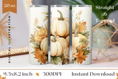 Watercolor Pumpkins Tumbler Wrap, Thanksgiving Tumbler Wrap Product Image 1