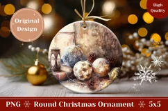 Christmas Balls Ornament PNG, Winter Round Ornament Design Product Image 1