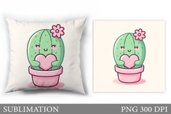 Valentines Cactus Pillow. Valentines Pillow Sublimation Product Image 1