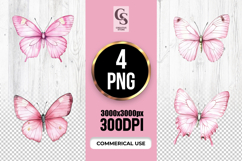 Watercolor Blush Pink Butterfly Clipart Sublimation PNG Product Image 1