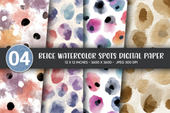 Beige Watercolor Spots Digital Paper Product Image 1