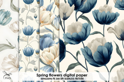 Spring flowers digital paper, seamless pattern Product Image 1