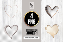 Watercolor Neutral Heart Outline Clipart Sublimation PNG Product Image 1