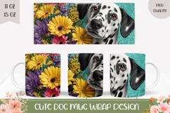 Dalmatian Mug Design, Floral Mug PNG, Dalmatian Dog Mug Product Image 1