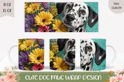 Dalmatian Mug Design, Floral Mug PNG, Dalmatian Dog Mug Product Image 1