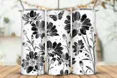20oz Skinny Tumbler laser svg, Wildflowers pattern wrap Product Image 2