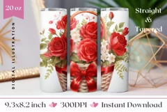 Floral Tumbler Wrap Design, Flowers Sublimation Design Product Image 1