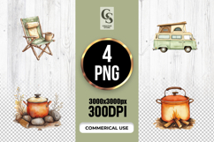 Watercolor Camping Elements Clipart Sublimation PNG Product Image 1