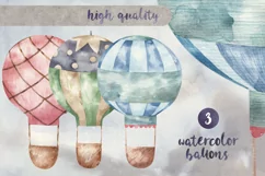 Hot air balloons watercolor with animals, baby art Product Image 4