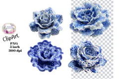 Blue Toile, Ephemera, PNG, Clipart, Junk Journal, flowers Product Image 1