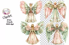 Christmas, Angels, Ephemera, PNG, watercolor, Clipart Product Image 1