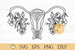 Floral Uterus svg, Uterus with flowers svg, png Product Image 1