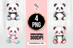 Cute Pink Panda Bear Clipart Sublimation PNG Product Image 1